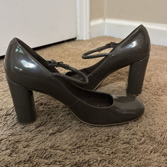 ECCO Gray Patent Leather Mary Jane Heel Shoes size 9 Fall Twee Coquette Academia - Picture 3 of 8